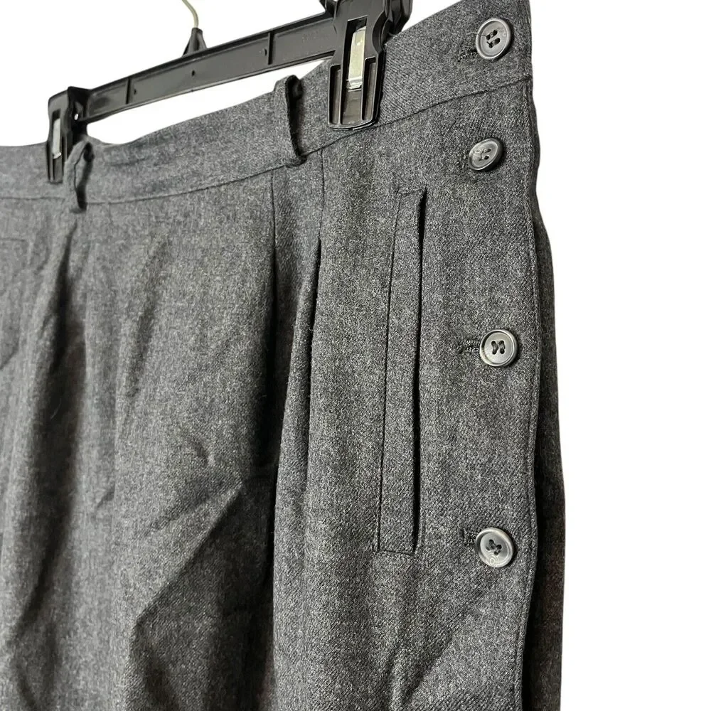 Liz Claiborne Pleated Midi Modest Vintage Gray Wool Skirt Pockets Old Money 16